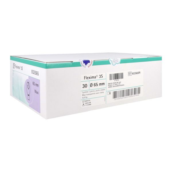 FLEXIMA 3S MAXI ROLL'UP Poche vidable, système 2 pièces avec anneau flottant, transparente, diamètre 65 mm (ref. 932565FR), bt 30