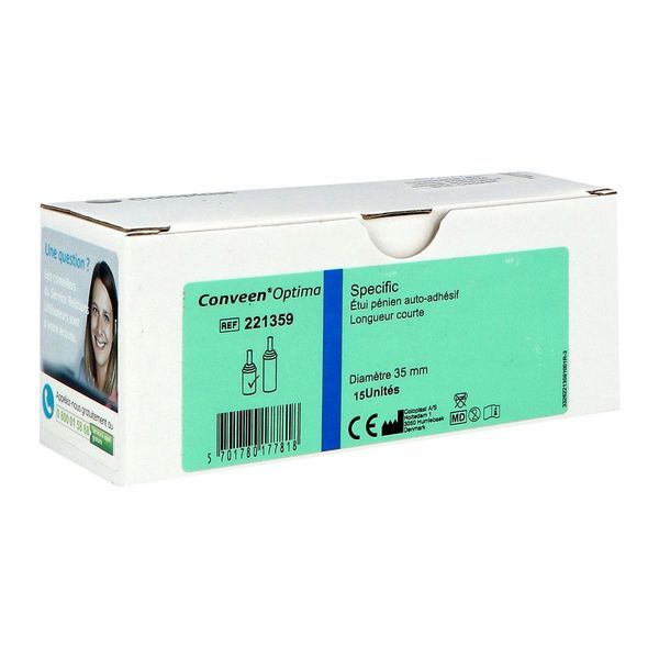 CONVEEN OPTIMA SPECIFIC Etui pénien court, autoadhésif, diamètre 35 mm (ref. 221359), bt 15