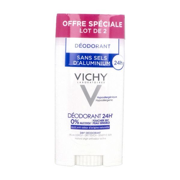 VICHY DEODORANT 24 H STICK Stick déodorant, efficacité 24 heures, stick 40 ml x 2