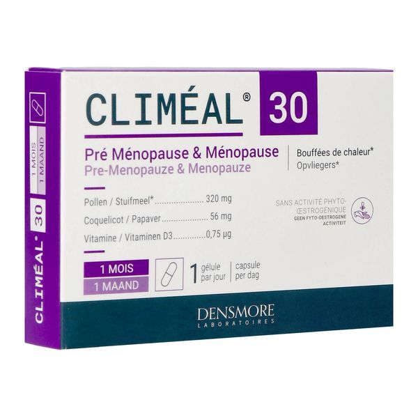 CLIMEAL Gélule, complément alimentaire à base de pollen, coquelicot et vitamine D, bt 30