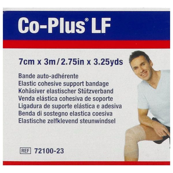 CO PLUS SANS LATEX Bande de contention cohésive, sans latex, force 1, élastique 1 sens, chair, 3 m x 7 cm (ref. 72100-23), unité