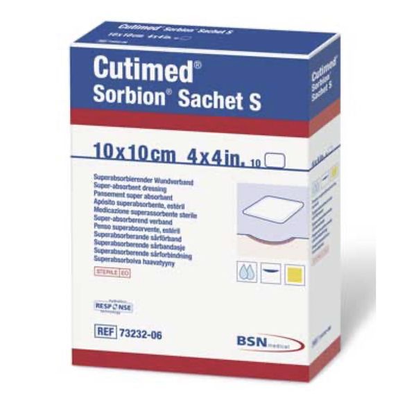 CUTIMED SORBION S Pansement hydrocellulaire superabsorbant, hydroactif, stérile, 12 cm x 5 cm (ref. 73232-59), bt 10