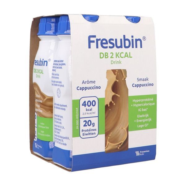 FRESUBIN DB 2 KCAL DRINK Denrée alimentaire destinée à des fins médicales spéciales, arôme cappuccino, 200 ml x 4