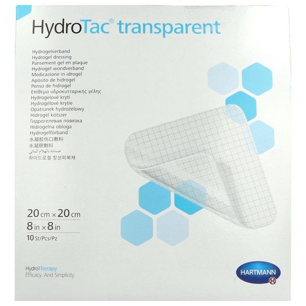Hydrotac Transparent Pansement Gel En Plaque Non Adhesif20*20 Cm Bt10 Pansements 10