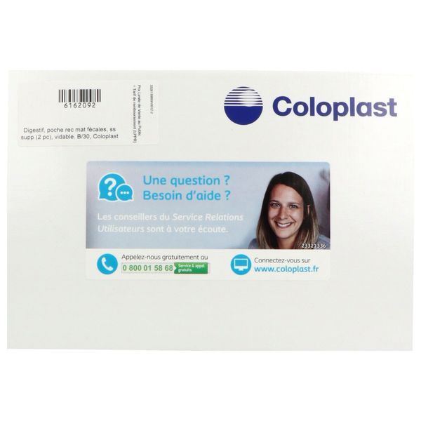 ALTERNA PLUS SYSTEME 2 PIECES VIDABLE Poche Maxi ouverte vidable, avec clamp intégré, système 2 pièces, transparente, prédécoupé, diamètre 60 mm, bt 30