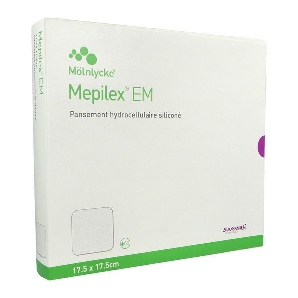 MEPILEX EM Pansement hydrocellulaire siliconé, extramince, à microadhérence sélective, 17,5 cm x 17,5 cm, bt 10