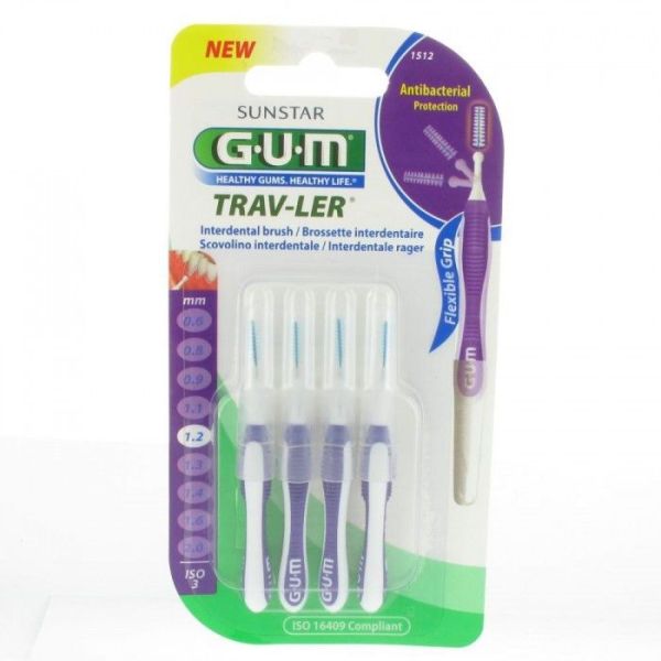 Gum trav-ler 1512 4 brossettes de voyage 1.2 mm