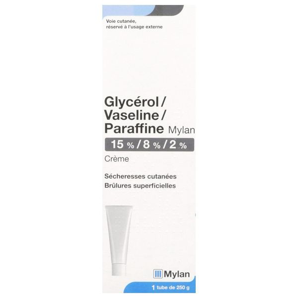 GLYCEROL VASELINE PARAFFINE VIATRIS Crème 15 %/8 %/2 %, tube 250 g