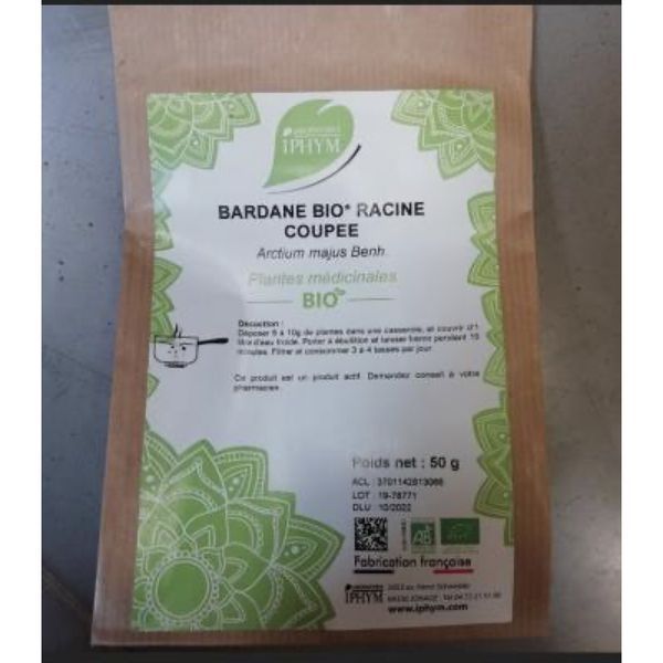 BARDANE BIO RACINE COUPEE IPHYM Racine de bardane, coupée, vrac, sac 50 g
