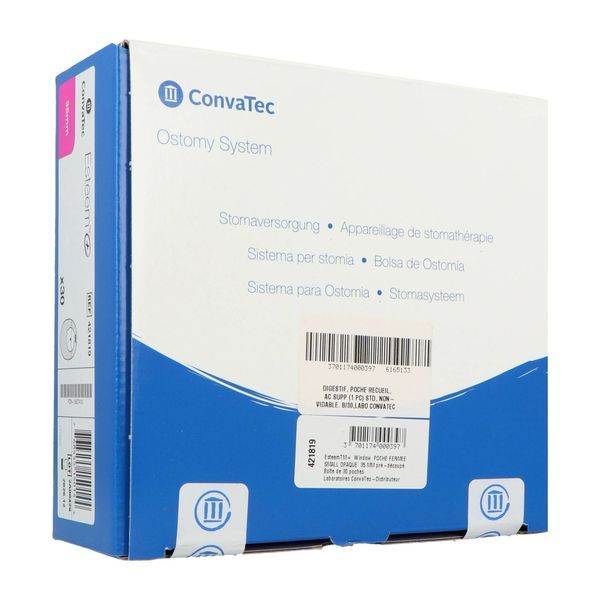 ESTEEM PLUS WINDOW SMALL POCHE FERMEE Poche système 1 pièce avec fenêtre d'inspection, opaque, prédécoupée, diamètre 35 mm (ref. 421819), bt 30