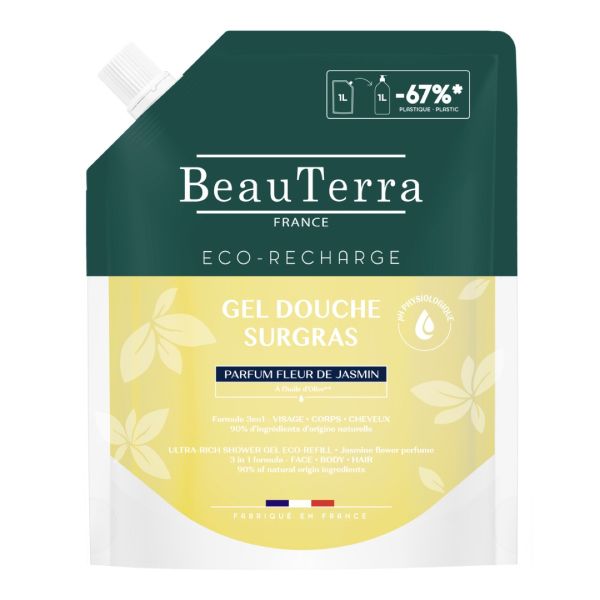 Beauterra Gel Douche Surgras Fleur De Jasmin Ecorecharge Doypack 1 L 1