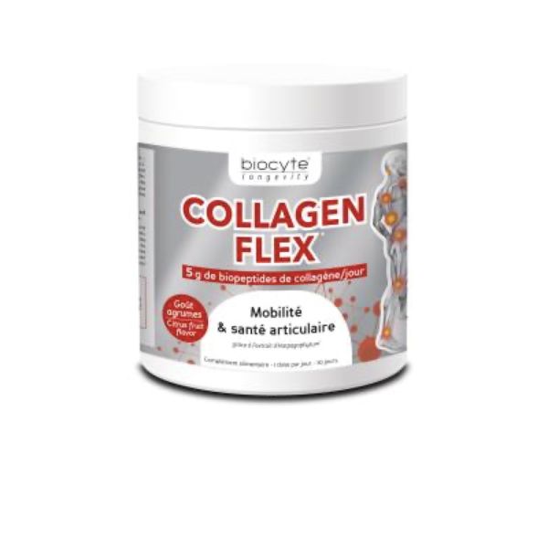 BIOCYTE COLLAGEN FLEX Poudre , complément alimentaire à base de collagène, harpagophytum et vitamine C, pot 240 g