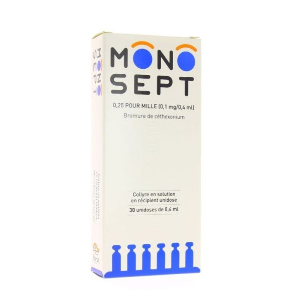 Monosept 0,25 Pour Mille (0,1 Mg/0,4 Ml) (Bromure De Cethexonium) Collyre En Solution En Recipient Unidose B/30