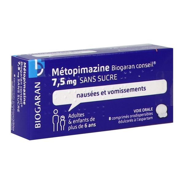 Metopimazine Biogaran Conseil 7,5 Mg Sans Sucre Comprime Orodispersible Edulcore A Laspartam B/8