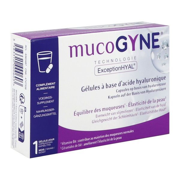 MUCOGYNE Gélule, complément alimentaire à base d'Acide hyaluronique, plante et vitamines, bt 28