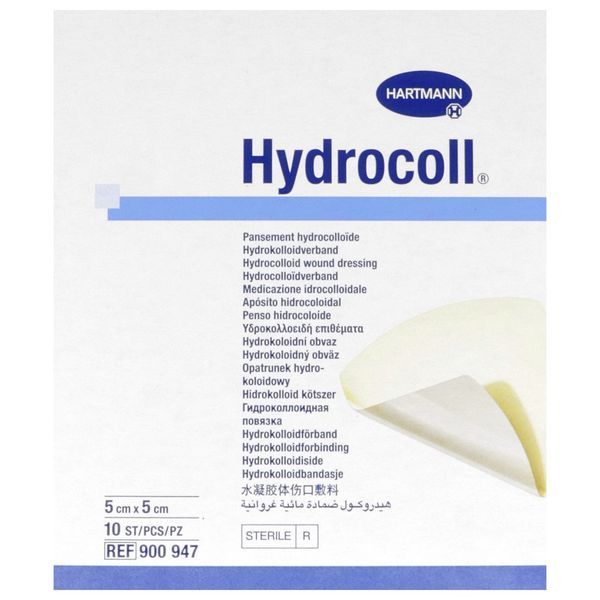 HYDROCOLL NOUVELLE GENERATION Pansement hydrocolloïde absorbant, stérile, autoadhésif, 5 cm x 5 cm (ref. 9009471), bt 10
