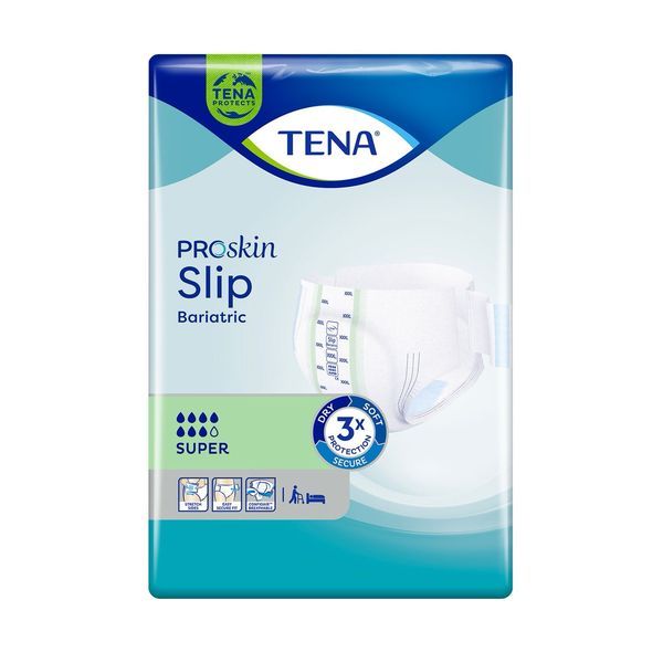 TENA SLIP BARIATRIC SUPER Change complet hypoallergénique, sans latex, pour incontinence urinaire, XXlarge (ref. 61490), sac 32