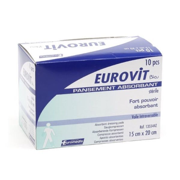 Eurovit Plus Pansement American Hydrophobe Sterile 15*20Cm Ref 135534 10