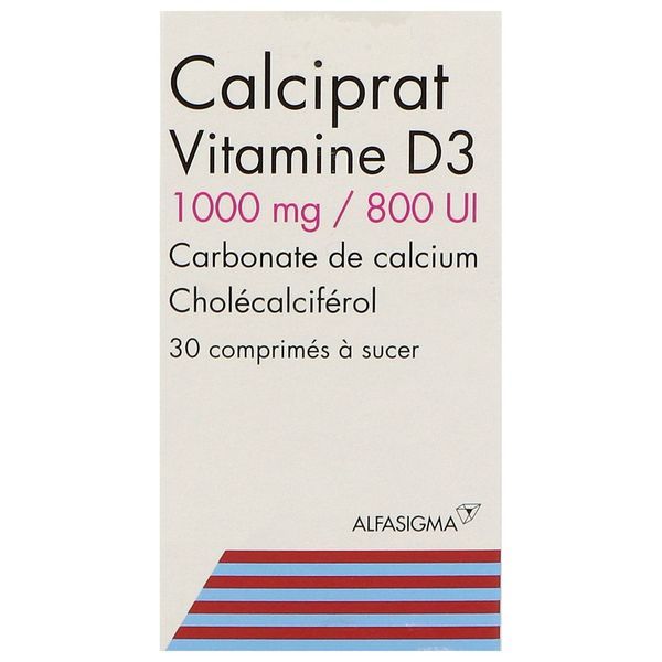 CALCIPRAT VITAMINE D3 Comprimé à sucer 1000 mg/800 UI, boîte 30