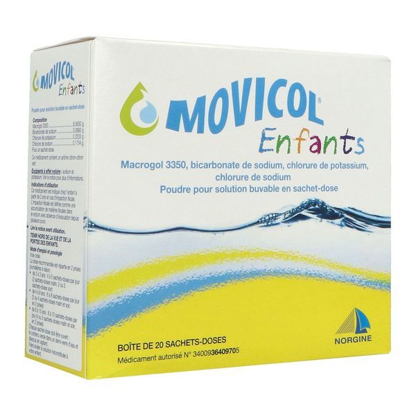 MACROGOL 3350 NORGINE ENFANT Poudre pour solution buvable 6,563 g, boîte 20 sachets-doses 6,9 g