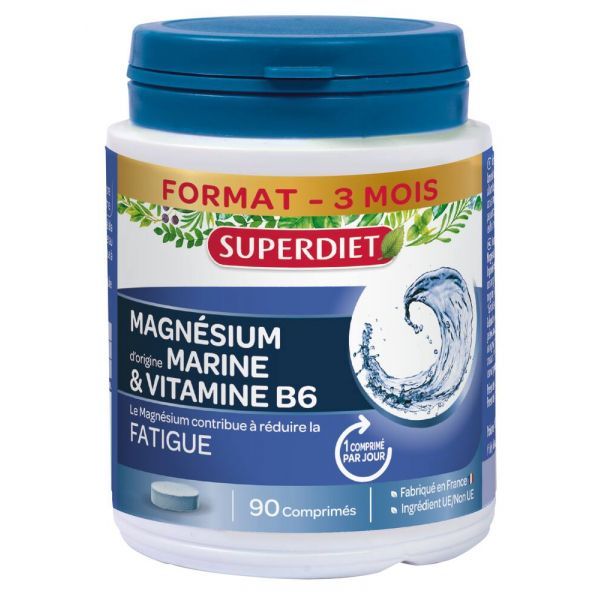 Superdiet Magnésium marin + vitamine B6 - 90 comprimés
