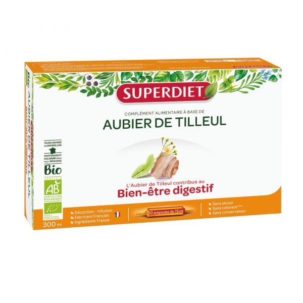 Superdiet Aubier de tilleul Bio - coffret 20 ampoules de 15 ml