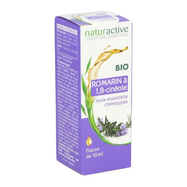 NATURACTIVE HUILE ESSENTIELLE CHEMOTYPEE BIO Huile essentielle, complément alimentaire à base de romarin à 1,8-cinéole, fl 10 ml