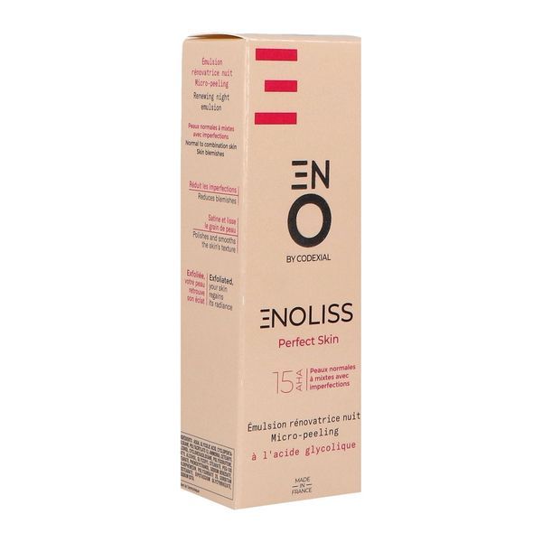 ENOLISS PERFECT SKIN 15 AHA Emulsion rénovatrice nuit micro-peeling à l'acide glycolique, tube 30 ml
