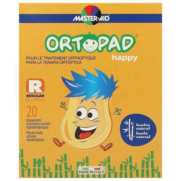 ORTOPAD HAPPY REGULAR Pansement orthoptique adhésif et occlusif, décoré, bt 20