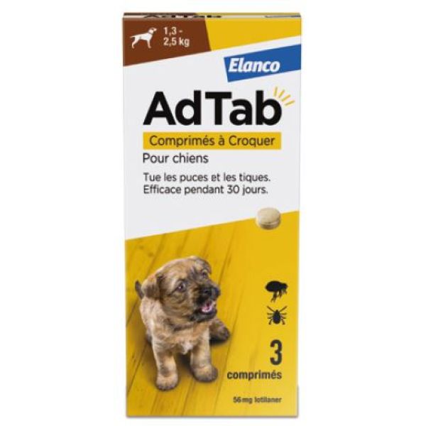 Adtab 56Mg Comprime A Croquer Pour Chiens (1,3-2,5 Kg) Plaquette 3