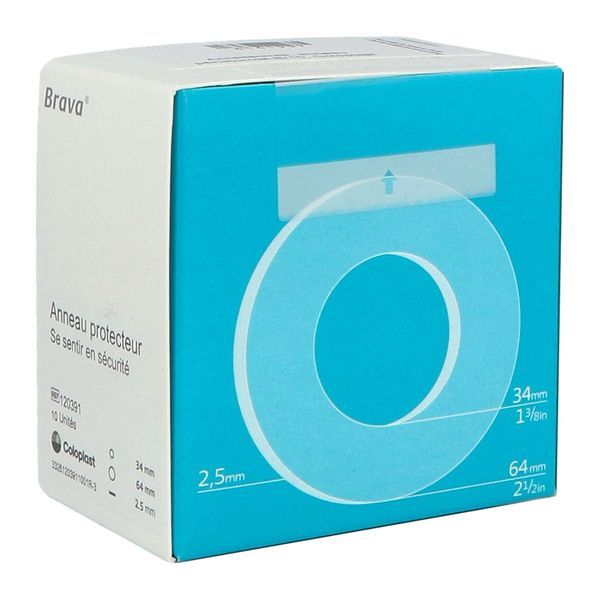 BRAVA ANNEAU PROTECTEUR Anneau protecteur cutané, à usage unique, 34 mm - 64 mm, épaisseur 2,5 mm (ref. 120391), bt 10