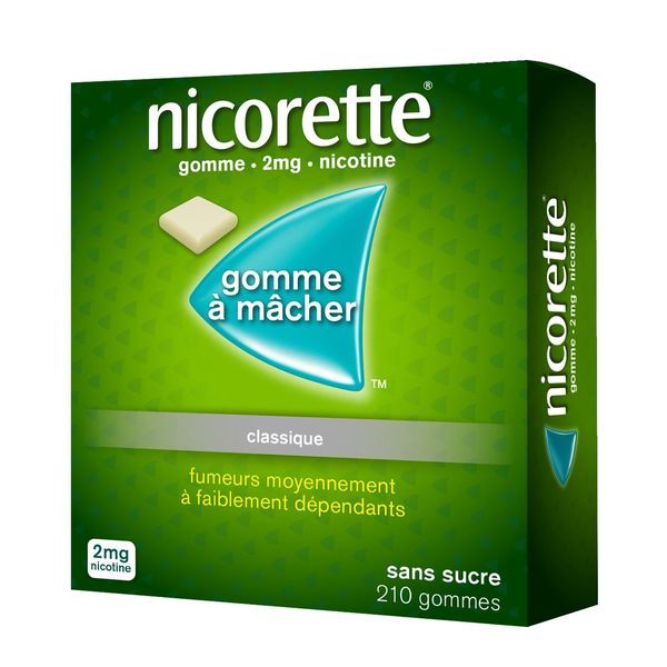 NICORETTE SANS SUCRE Gomme à mâcher médicamenteuse 2 mg, boîte 210