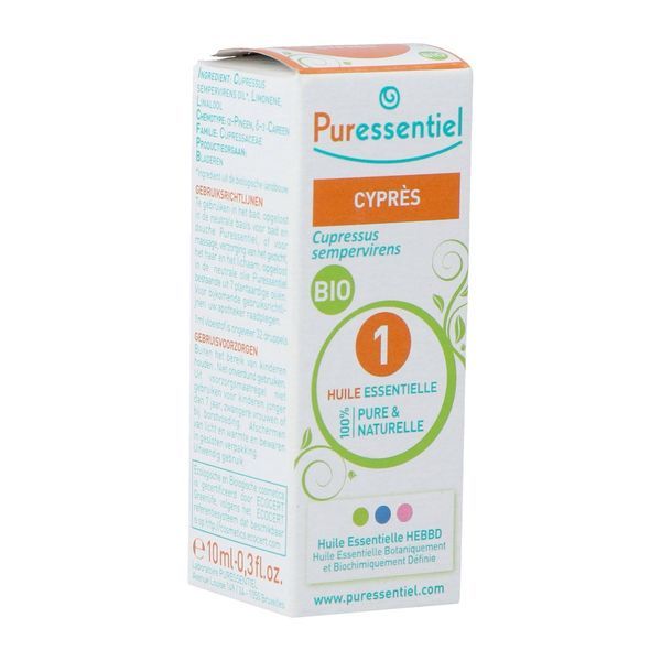 PURESSENTIEL HUILE ESSENTIELLE BIO Huile essentielle de cyprès HEBBD, fl 10 ml