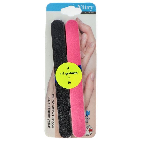 VITRY Lime à ongles Américaine, en corindon, support bois, blister 5