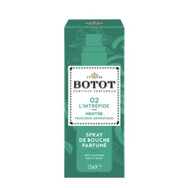 BOTOT L'INTREPIDE 02 SPRAY DE BOUCHE PARFUME Spray de bouche parfumé à la menthe (vert), spray 15 ml