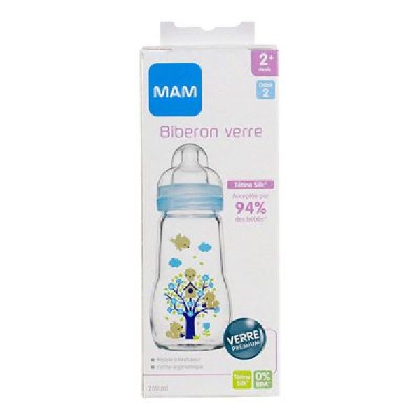 Mam Biberon 1Er Age Verre Tetine Debit 2 260 Ml Bleu 1