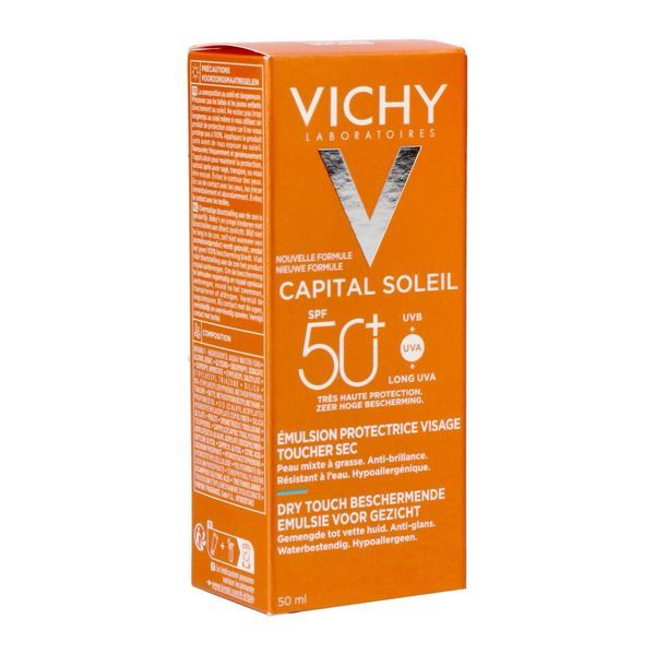 VICHY CAPITAL SOLEIL EMULSION ANTIBRILLANCE SPF 50 Emulsion solaire haute protection, SPF 50, tube 50 ml