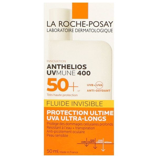 ANTHELIOS UVMUNE 400 FLUIDE INVISIBLE SPF 50+ Fluide solaire invisible très haute protection, SPF 50+, tube 50 ml