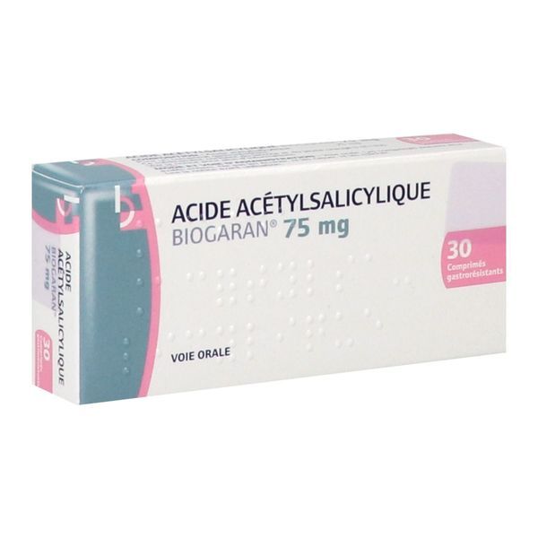 ACIDE ACETYLSALICYLIQUE BIOGARAN Comprimé gastrorésistant 75 mg, boîte 30