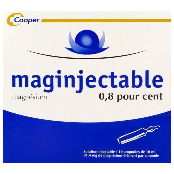 MAGINJECTABLE Solution injectable 0,8 %, boîte 10 ampoules 10 ml