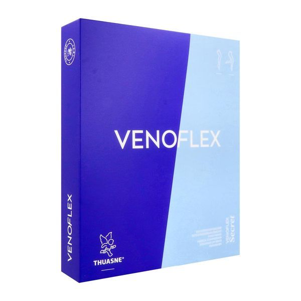 VENOFLEX 2 SECRET MOINS Bas cuisse médical de compression antiglisse classe 2, femme, cuisse fine, noir, normal, taille 4, paire