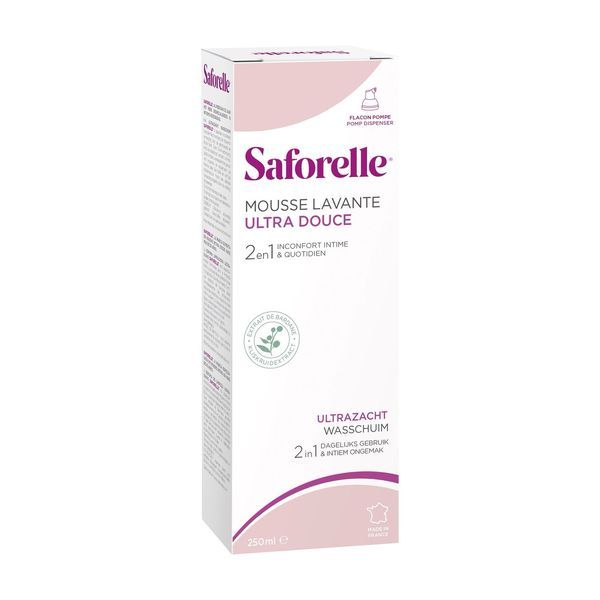 SAFORELLE MOUSSE LAVANTE Mousse lavante ultradouce pour usage intime et corps à l'extrait de bardane, fl 250 ml