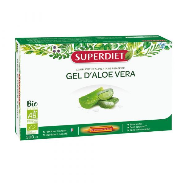 Superdiet Gel d'Aloé vera BIO - coffret 20 ampoules de 15 ml