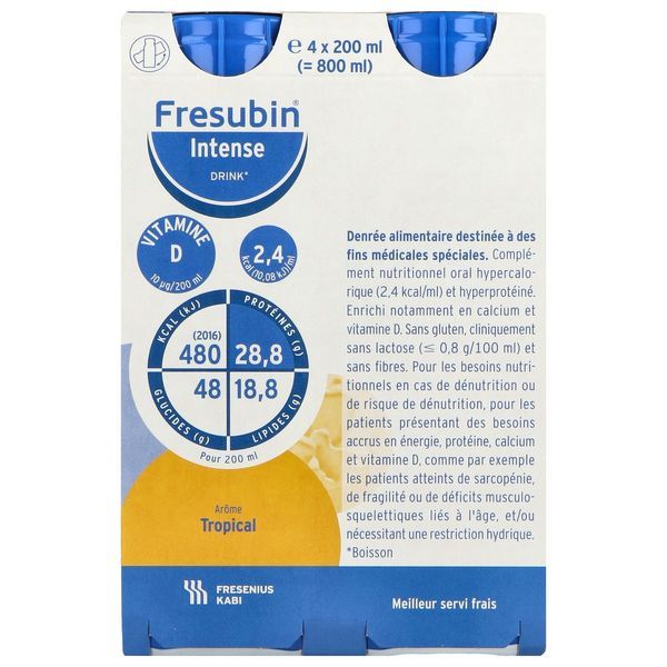 FRESUBIN INTENSE DRINK Denrée alimentaire destinée à des fins médicales spéciales, tropical, 200 ml x 4