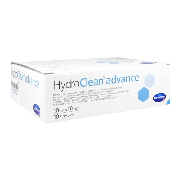 HYDROCLEAN ADVANCE Pansement hydrogel irrigoabsorbant, prêt à l'emploi, carré, 10 cm x 10 cm (ref. 6096722), bt 10