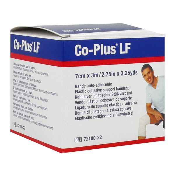 CO PLUS SANS LATEX Bande de contention cohésive, sans latex, force 1, élastique 1 sens, blanc, 3 m x 7 cm (ref. 72100-22), unité