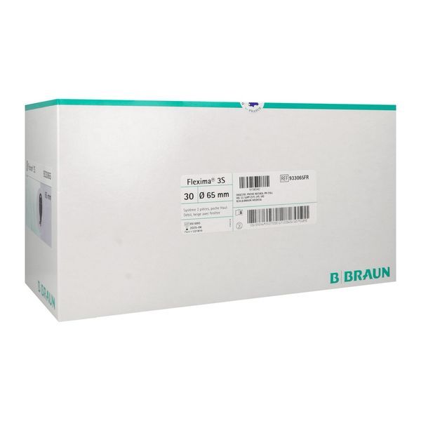 FLEXIMA 3S HAUT DEBIT Poche vidable, système 2 pièces, haut débit avec anneau flottant, opaque, diamètre 65 mm (ref. 933065FR), bt 30