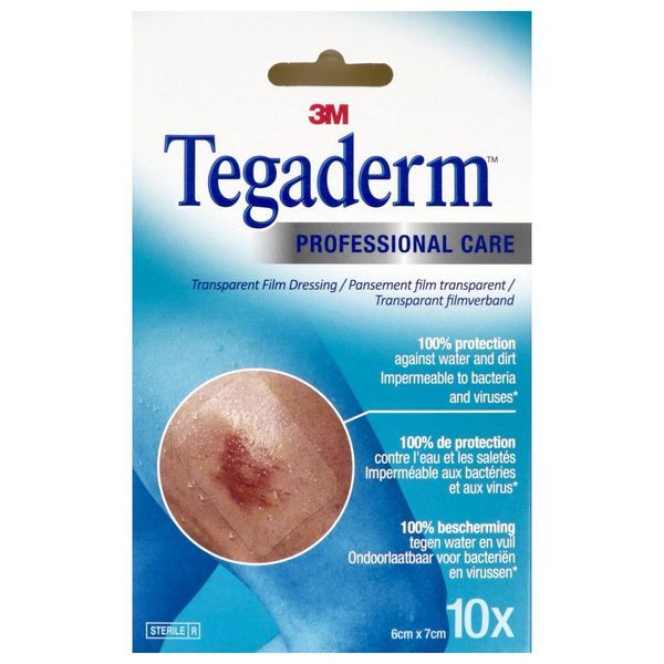 TEGADERM FILM Pansement film adhésif, transparent, stérile, 6 cm x 7 cm, bt 10