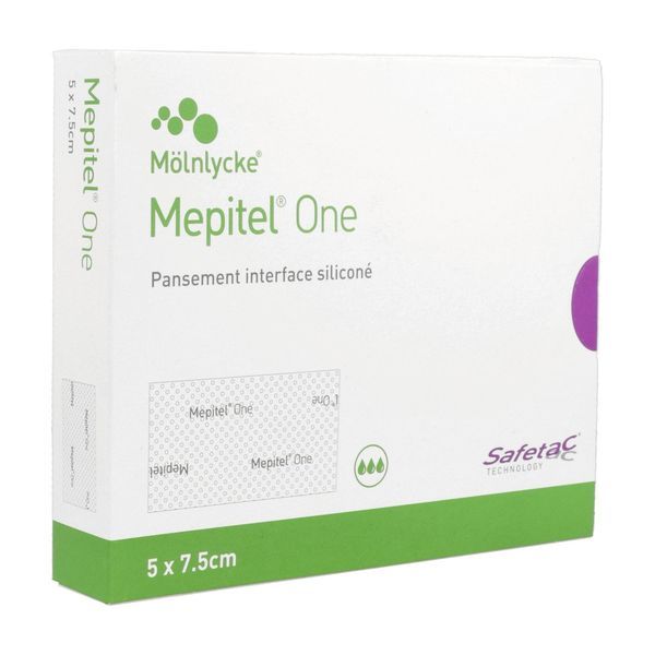 MEPITEL ONE Pansement interface transparent, siliconé d'un seul côté, stérile, 5 cm x 7,5 cm (ref. 289120), bt 10
