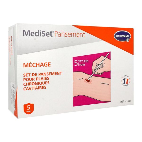 MEDISET PANSEMENT MECHAGE Set de méchage, plaie cavitaire chronique, bt 5